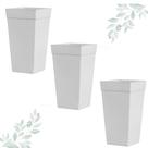 Kit 3 Vasos Grande Quadrado Rattan Para Flores e Plantas 17,5 Litros - Branco