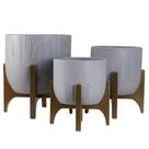 Kit 3 Vasos Linha Genebra com Suporte de Madeira Baixo Kit 3 Vasos Linha Genebra com Suporte de Madeira Baixo