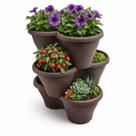 Kit 3 Vasos Verticais Empilhável para plantas Horta Flores