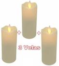 Kit 3 Velas De Led Eletrônica Chama Viva C/ baterias Inclusa