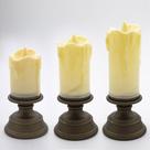 Kit 3 Velas Eletrônicas Castiçal Artificial Plástico