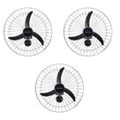 Kit 3 Ventiladores Osc Parede 60cm Preto - Bivolt 543 Kit 3 Ventiladores Osc Parede 60cm Preto - Bivolt 543