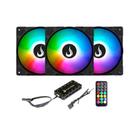 Kit 3 Ventoinha Gamer Rise Mode Z Black ARGB 120mm 1650 RPM