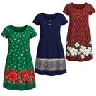 Kit 3 Vestido Feminino Senhoras Soltinhos Malha Fria Estampados