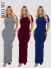 KIT 3 Vestidos Longos com Fendas Lindo Manguinha e Gola Redonda Moda Gringa