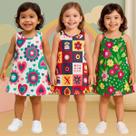 Kit 3 Vestidos Regata Verão Menina Infantil Meia Malha Kyly