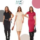 Kit 3 Vestidos Sortidos Femininos Midi Gola Polo Canelado