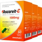 Kit 3 Vitamina C e Zinco Ascorvit C 1000mg 60 Cápsulas Maxinutri