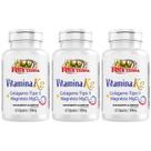 Kit 3 Vitamina K2 + Colágeno Tipo 2 + Magnésio 180 Cápsulas - Rei Terra