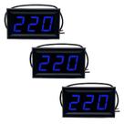 Kit 3 Voltímetro Digital Led AC CA 110v 220v 380v - Azul