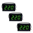 Kit 3 Voltímetro Digital Led AC CA 110v 220v 380v - Verde