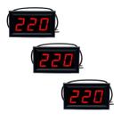 Kit 3 Voltímetro Digital Led AC CA 110v 220v 380v - Vermelho