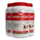 Kit 3 Whey Fort 3W Vitafor Cookies & Cream 900g