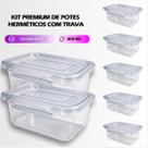 Kit 30 à 20 Potes 800ml Fitness Marmita Hermética com Vedação Total Armazenamento Freezer Microondas BPA Free Kit 30 à 20 Potes 800ml Fitness Marmita Hermética com Vedação Total Armazenamento Freezer Microondas BPA Free