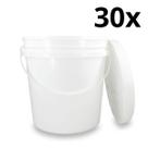 Kit 30 Baldes Plástico 3,6L Atóxico com Tampa Hermética e Alça para Armazenamento Alimentos Bebidas