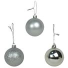 Kit 30 Bolas De Natal Mista Prata Lisa Glitter Fosca 3cm Decoração Árvore
