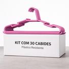Kit 30 Cabides Adulto Rosa- Plástico Resistente Para Roupas