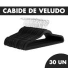 Kit 30 Cabides De Veludo Adultos Slim Ultra Finos Antideslizante Preto Organização Casa Domus Vita
