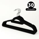 Kit 30 Cabides em Veludo Premium Antideslizante para Roupas Calça com Gancho Cromado Giratório