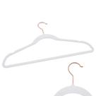 Kit 30 Cabides Veludo Branco Gancho Rose Antideslizante 45cm