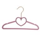 Kit 30 Cabides Veludo Rosa Gancho Rose Infantil 28cm Coração