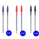 Kit 30 Canetas esferográfica 1.0 Azul, Preto e Vermelho cristal Bic