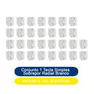 Kit 30 Conjunto 1 Tecla Simples Sobrepor Sistema X 10A Radial Branco Completo