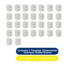 Kit 30 Conjunto 2 Tomadas 10A Distanciadas Sobrepor Sistema X Radial Branco Completo