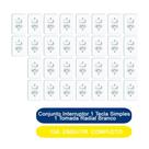 Kit 30 Conjunto Interruptor 1 Tecla Simples 1 Tomada 10A Embutir Radial Branco Completo