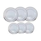 KIT 30 CONVIDADOS - Pratos Descartáveis de Luxo Borda Prata KIT 30 CONVIDADOS - Pratos Descartáveis de Luxo Borda Prata