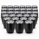 kit 30 Copo Térmica 360Ml BPA Free Tampa Deslizante Preto Branco Carro Escritório