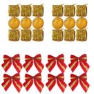 Kit 30 Enfeites Pendente Laço Bola Presente Para Árvore de Natal Decoração