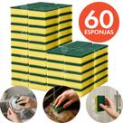 Kit 30 Esponjas de Louça Dupla Face Verde e Amarela Fibra Abrasiva Espuma Macia, Uso Diário na Cozinha, para Antiaderentes, Limpeza de Pratos
