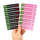 Kit 30 Etiquetas Termocolantes Nome E Tipo Sanguíneo DTF Para Tecido Uniforme Camiseta Adulto Infantil