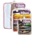 Kit 30 Organizador Multiuso Transparente Porta Tudo Guarda Roupa Edredom Coberto 10 P 10 M 10 G