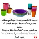 Kit 30 Peças Copo Caneca Prato Fundo Plástico Escola Criança