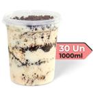 Kit 30 Potes de Plástico 1000ml Cilindro P/ Açaí Bolo Bolachas C/ Tampa Descartável
