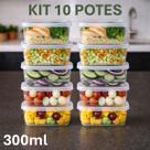 Kit 30 Potes Marmita 300Ml Transparente com Tampas e Travas Fit Bpa Free Microondas Freezer