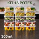 Kit 30 Potes Marmita 300Ml Transparente com Tampas e Travas Fit Bpa Free Microondas Freezer
