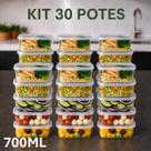 Kit 30 Potes Marmita Retangular 700ml Fit 3UD Transparente BPA Free Microondas Freezer Prática Kit 30 Potes Marmita Retangular 700ml Fit 3UD Transparente BPA Free Microondas Freezer Prática