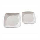 Kit 30 pratos acrilico branco quadrado de jantar e sobremesa
