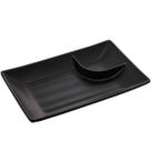 Kit 30 Pratos para Sushi com Molheira Melamina Pretos 19x12,5cm Lyor Tóquio Retangulares