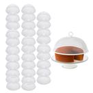 Kit 30 Tela Protetora para Alimento Cúpula Redonda de Metal Branca com Alça Lyor 30x12cm