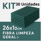 Kit 30 Unidades Fibra Limpeza Geral Verde 26cm 10cm Multiuso para Superfícies em Geral Piso, Parede, Bancada Louças