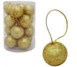 Kit 32 Bola De Natal Brilhante Glitter Arvore De Natal 4cm Ø Cor Dourado Kit 32 Bola De Natal Brilhante Glitter Arvore De Natal 4cm Ø Cor Dourado