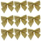 Kit 32 Laços Enfeites Dourado 6cm Glitter Pendente Árvore De Natal Kit 32 Laços Enfeites Dourado 6cm Glitter Pendente Árvore De Natal
