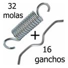 Kit 32 Molas 8cm + 16 Ganchos Jump Profissional Reforçada Academia