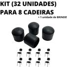 Kit 32 Unidades Sapata Ponteira Borracha 8 Cadeiras 2,2cm 7/8 Pol