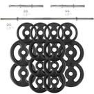 Kit 34Kg em Anilhas de Ferro e 2 barras 40cm e 1 barra 1.20m