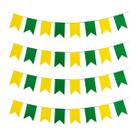 Kit 36 Bandeirinhas De Plástico 16x18cm Verde e Amarelo 20m Kit 36 Bandeirinhas De Plástico 16x18cm Verde e Amarelo 20m